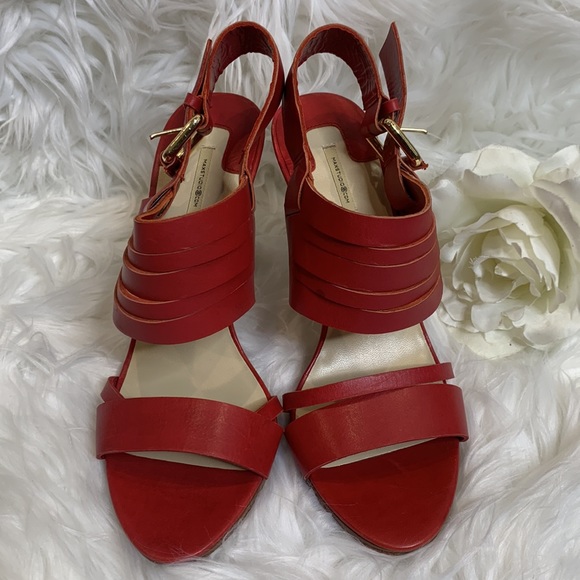 🆕NWOB MaxStudio Red Leather Strappy Heels, 6M - Picture 2 of 11